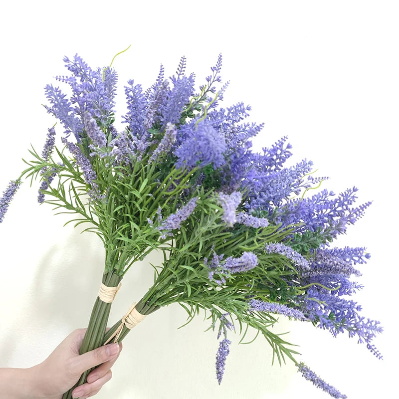 Wholesale Realistic 10 Bundles Artificial Lavender Flower Faux Lavender Flower Bouquet Plants for Home Wedding Decoration