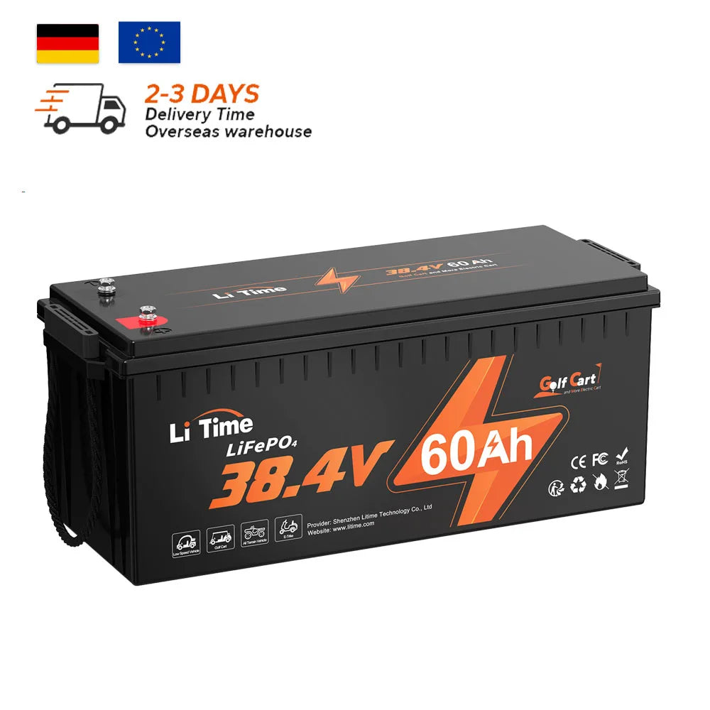 36V 60Ah Solar Lithium Battery Long Lifespan 4000+ Cycles 100%DOD Lifepo4 Battery Lithium Battery for Golf Cart
