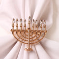 Hanukkah Theme Golden Menorah Napkin Rings Table Decoration Napkin Holder Rings