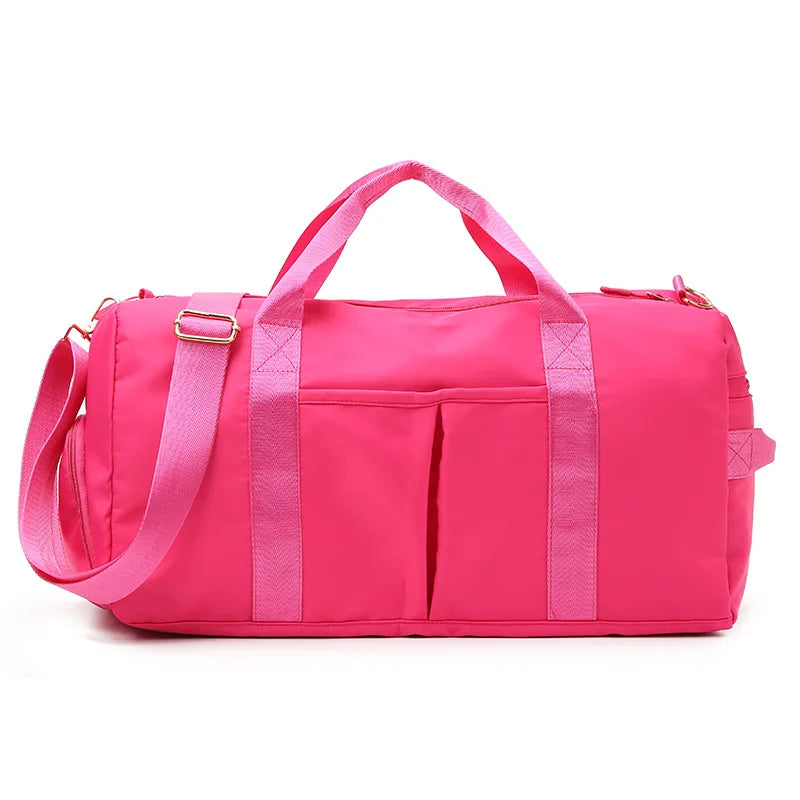 New Custom Pink Sequin Nylon Duffel Bag for Women Waterproof Sports Travel Overnight Bag