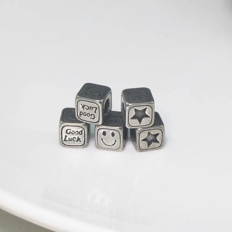 Hot Sale Stainless Steel Big Hole Chain Pendant Pattern Beads Necklace Pendant Beads for DIY Jewelry Making Chain Pendant