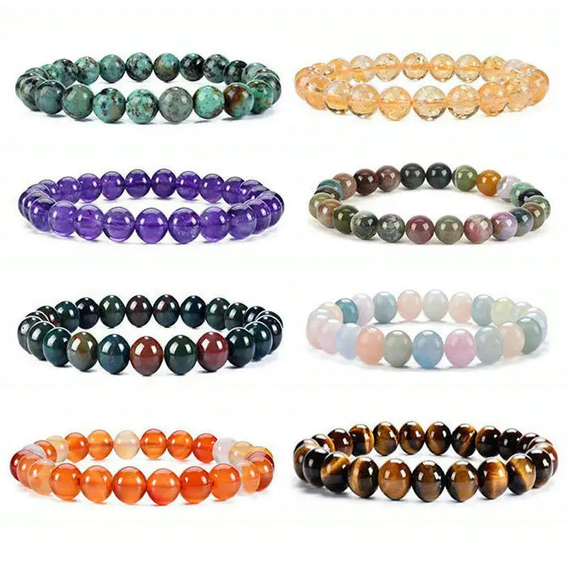 Energy Healing Turquoise Gemstone Yoga Natural Sandstone Beaded Bracelets Women Men 8 Mm Charm Beaded Natural Stone Bracelets