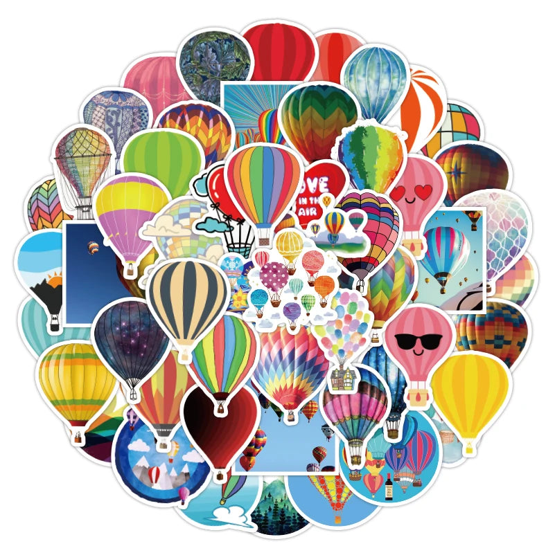 E-50pcs Hot air Balloon Cartoon Series Graffiti  Stickers Packs for Motorcycle Suitcase Guitar Notebook Wholesale Pvc