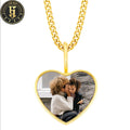 Memory Jewelry High Quality 18K Gold Plated Brass None Stone Heart Pendant Hip Hop Jewelry With Rope Chain