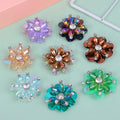 Crystal Sequins Beaded Colorful Flower Applique Cloth DIY Brooch Badge Craft Decorative Party Cloth Hair Bag Accessory Supply