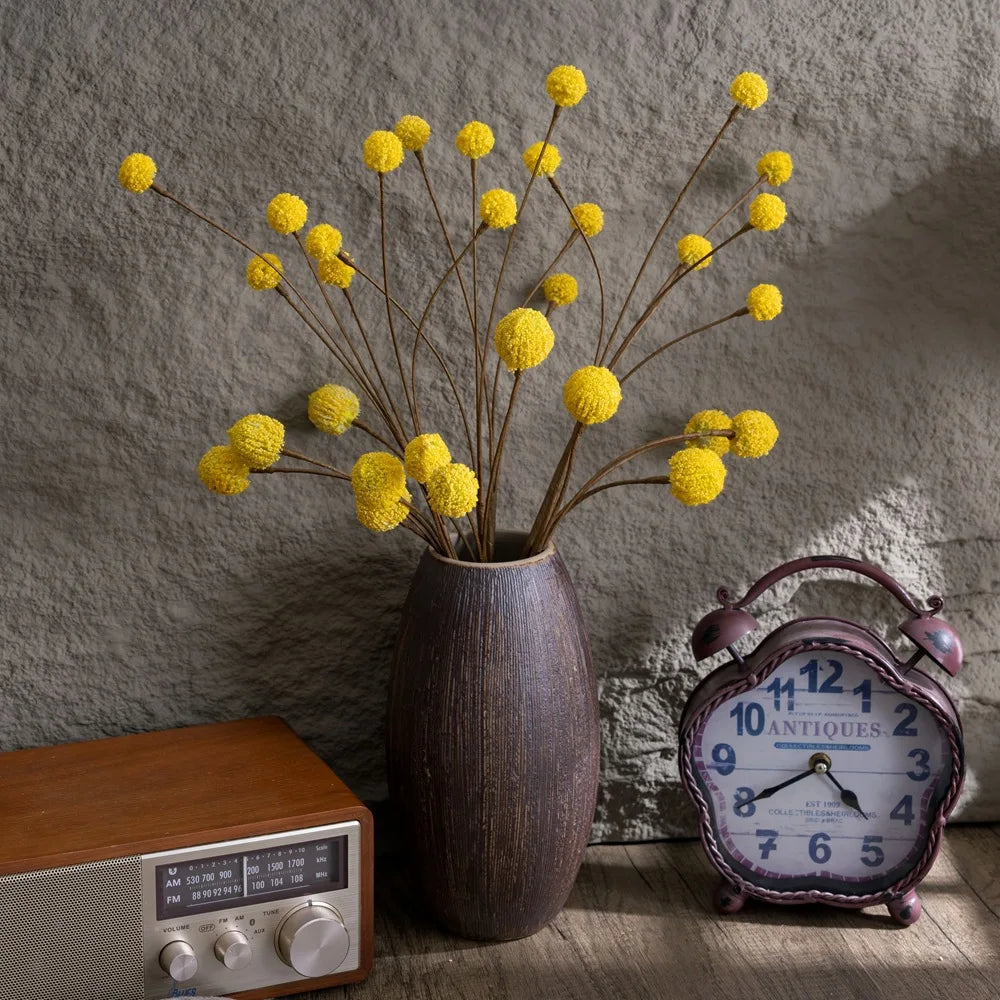 Yellow Craspedia Billy Balls Artificial Boho Flowers Floral Arrangements for  Kitchen Table Wedding Party Office Decor