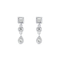 925 Sterling Silver Diamond Zircon Long Drop Bridal Earrings for Women