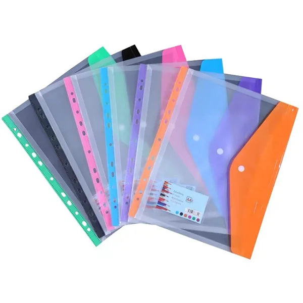 Custom 11-Hole Binder File Folders in Letter Size with Snap Button Pouch 6 Color PP Binder Envelope Folder