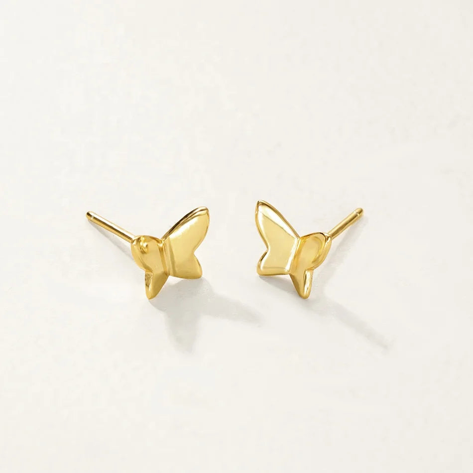 Nagosa Minimalist 925 Sterling Silver Gold Vermeil butterfly Stud Earrings for Women