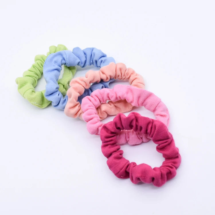 Fashion Custom Colors Elastic Hair Tie Cotton Scrunchies Hair Accessories for Kids Small Scrunchies