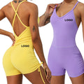 V-neck Female Jumpsuit Sleeveless Yoga Jumpsuit With Chest Pad Cargo Jumpsuit Women Shapewear Bodysuit