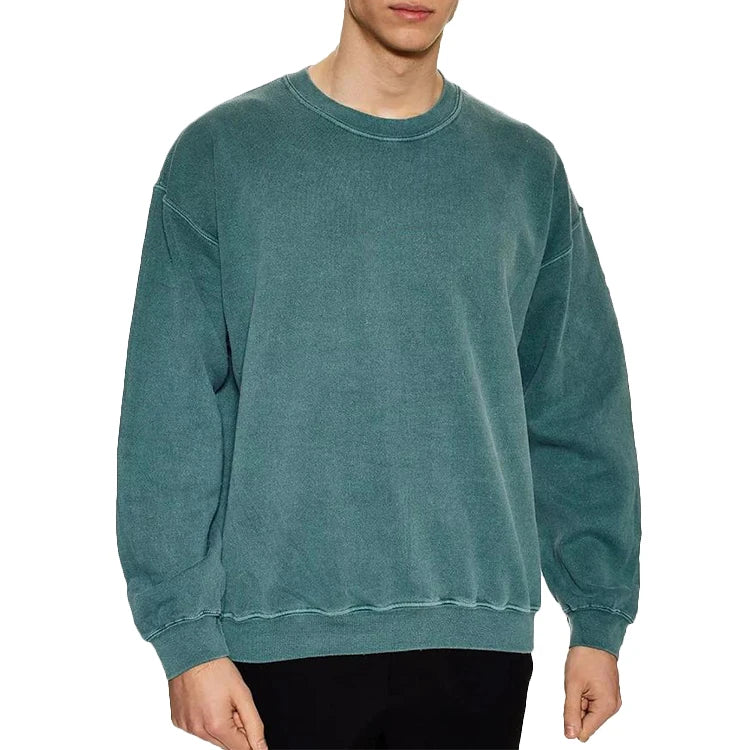Unisex Custom Vintage Hoodie 100% Cotton French Terry Solid Pattern Acid Wash Anti-Shrink Crewneck Sweatshirt