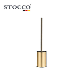 STOCCO Luxury Gold Polished Toilet Brush Holder Freestanding SUS304 Stainless Steel 5 Year Warranty Modern Design Bathroom