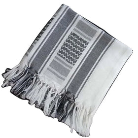 Fashion Outdoor Sports Arab Style Men Keffiyeh Knitted Arab White and Black Shemagh Desert Cotton Scarf