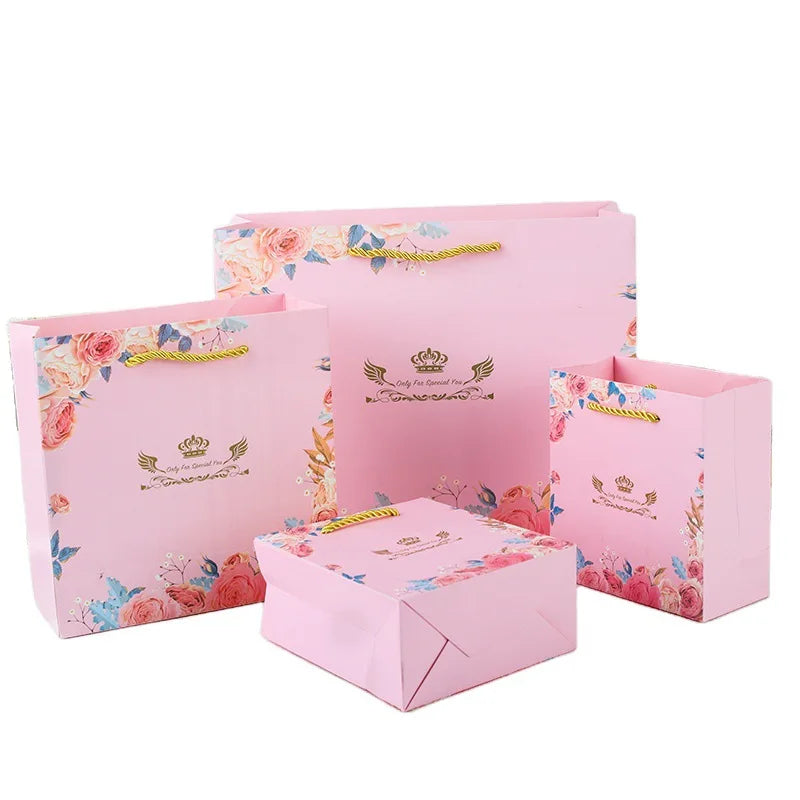 Luxury Pink Romantic Crown Wedding Gift Bag Factory Wholesale Logo Printing Custom Gift Paper Tote Bag