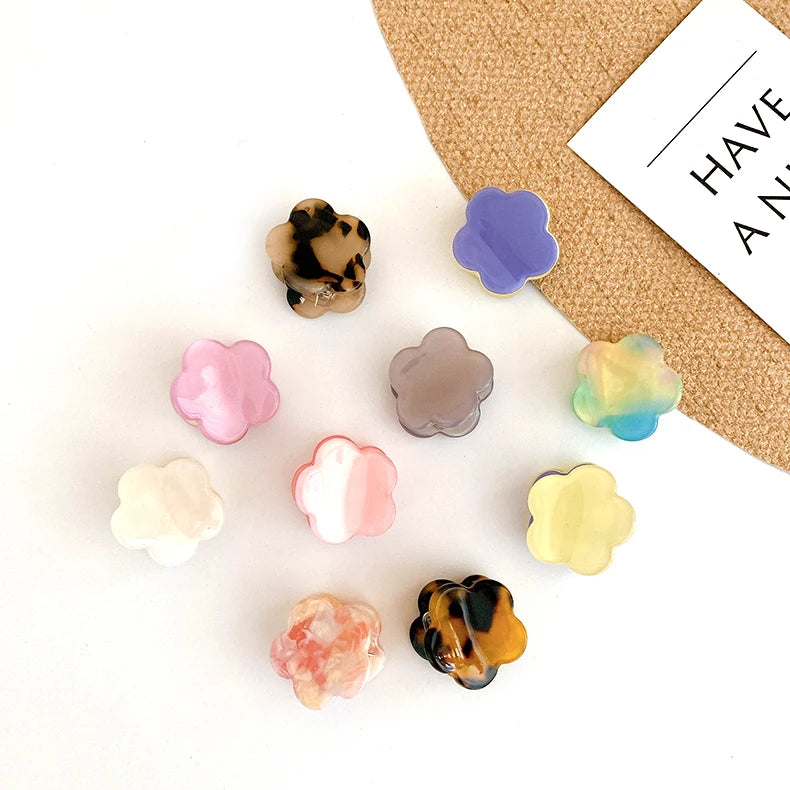 Children Acetate Blooming Flower Mini Claw Clips Japanese Cute Girl Top Hair Clip Jelly Color Bangs Hairpin