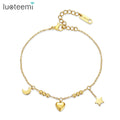 SP-LAM Minimalist Beads Link Chain Stainless Steel Woman Jewelry Star Moon Heart Chain Bracelet