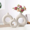 Nordic Ceramic Donut Vase Dried Flower Arrangemet Home Decoration Accessories Office Desktop Living Room Flower Vases