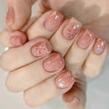 Pink ABS Pure Color Simple French Short Square False Nails Tips Wholesale Removable Press-on Nails for Fingers