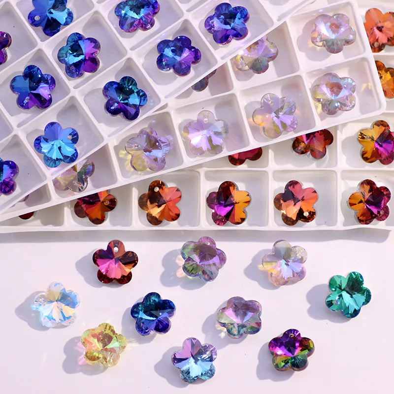 Lan Guang Plum Blossom Strass Crystal Loose Point Back Glass Rhinestones for DIY Nail Art Necklace Accessories