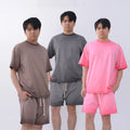 YQ Custom Knitted Blank 100% Cotton Heavyweight for Acid Washed Vintage Loose Men T-Shirt Set