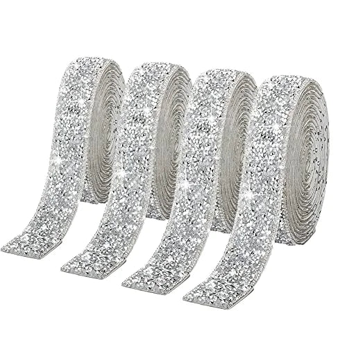 1Yard Self Adhesive Resin Rhinestone Ribbon Diamond Ribbon Crystal Roll Glitter Diamond Belt Bling for DIY Art Craft