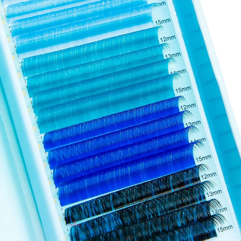 Private Label Lash Tray Color Lashes 0.05 0.07 0.10mm c d Cc Dd Curl Individual Eyelash Extensions Blue Eyelash Extensions