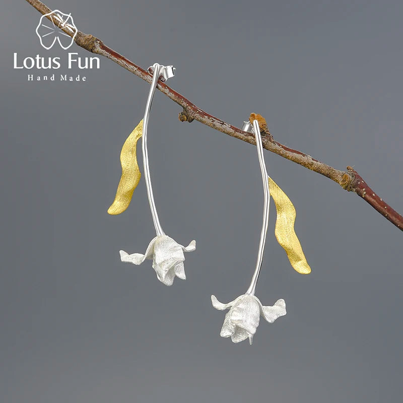 Lotus Fun Elegant Tulip Blossom Long Leaf Dangle Earrings for Women Gift