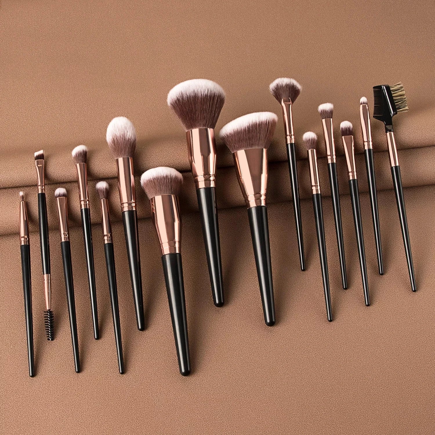 HMU Hot Selling Make up Brushes Black Gold Manufacturers OEM 7 10 15 Pcs Makeup Brush Set With Case