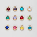 Wholesale 9mm Stainless Steel Rhinestone Crystal Birthstone Pendant Gold DIY Jewelry for Necklace Bracelet Making for Children