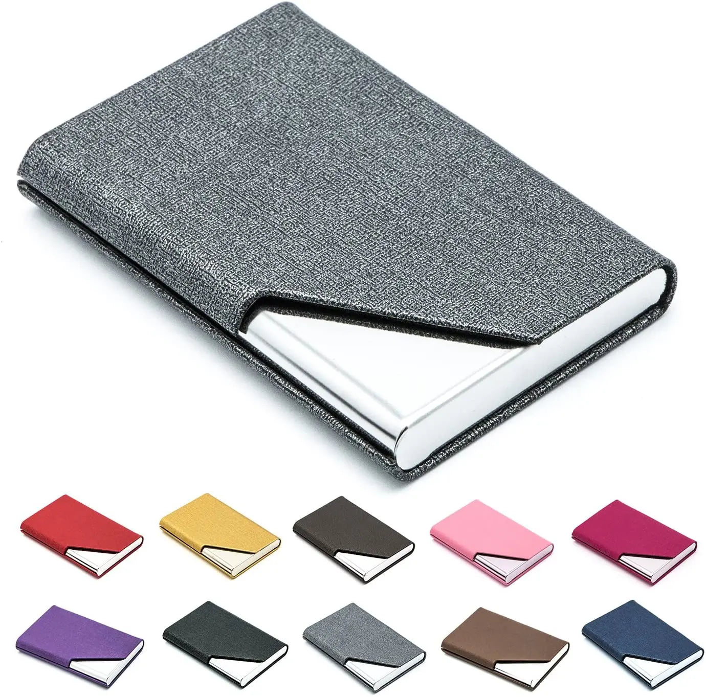 Business Name Card Holder Luxury PU Leather & Stainless Steel Multi Card Case