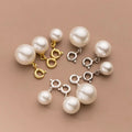 8mm 10mm 12mm Gold Plated 925 Sterling Silver Pearl Pendant Charm With Spring Clasp for Necklace Jewelry Making Accessories