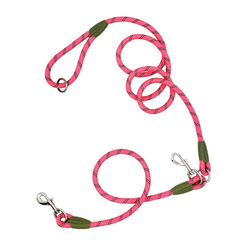 Highly Durable Custom Length Dog Leash Round Nylon Handle Strong Reflective Chain Rope Animal Pattern Slip Training Pet Lead
