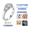 Classic 3 Stone Moissanite Party Bride Gift Fine 925 Silver Engagement Woman Custom Jewelry Diamond Ring Women