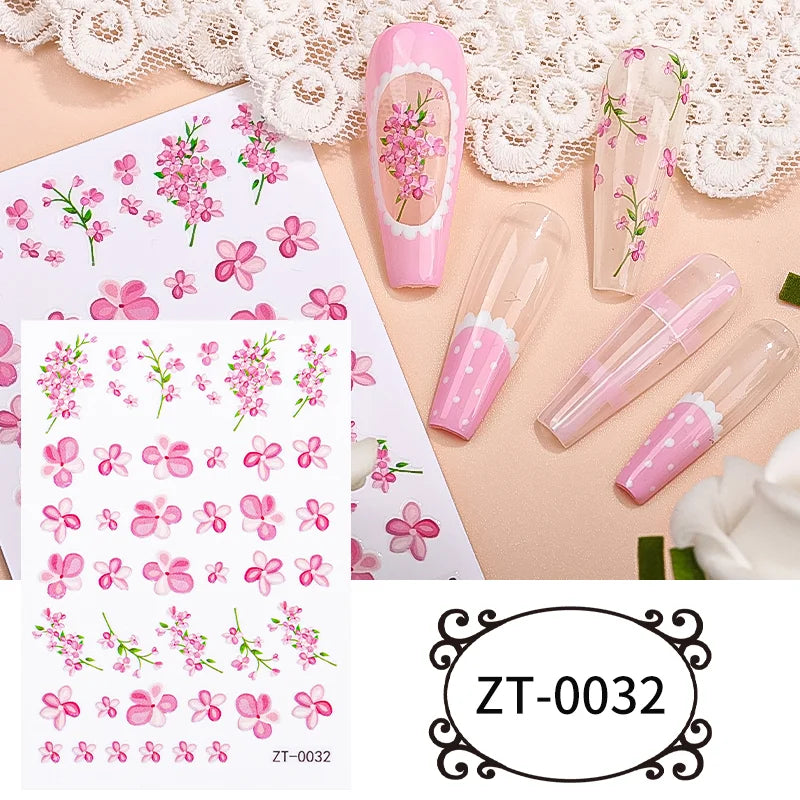 New Design love Flowers Butterfly Patterns Nail Decals Stickers Nail for Girls Ladies Women DIY Beauty Nail Art