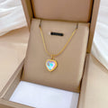 Romantic Stainless Steel Gold Silver Colorful Peach Heart Pendant Necklace for Women Trend Fashion Neck Chain Jewelry Gift