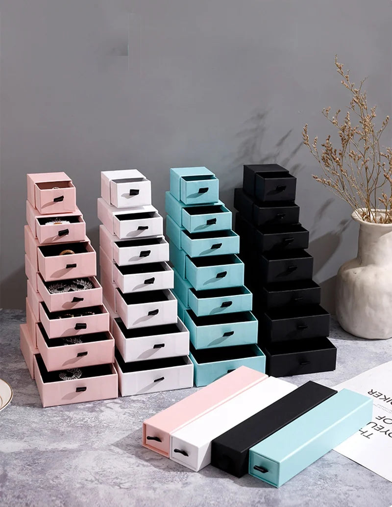 24pcs High-End Cardboard Jewelry Packaging Sliding Paper Drawer Box for Rings Earrings Necklaces Bracelets Other Items Per Batch