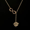 Chic Stainless Steel Lotus Flower Pendant Necklace 8 Shape Infinity Necklace Women Girls