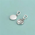 Antique 925 Sterling Silver Engrave Lucky Girl Keep Smile Words Round Disc Charms for Girl Gift Jewelry Making