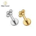 Labret Lip Ring ASTM F136 Titanium 16G Mini 4 Bead Cluster Tragus Cartilage Helix Conch Earring Stud Nose Piercing
