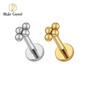 Labret Lip Ring ASTM F136 Titanium 16G Mini 4 Bead Cluster Tragus Cartilage Helix Conch Earring Stud Nose Piercing