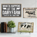 Putuo Decor Farmhouse Tin Sign Vintage Metal Plate Sign with Farm Style Chicken and Cow Milk Design MegaBDM