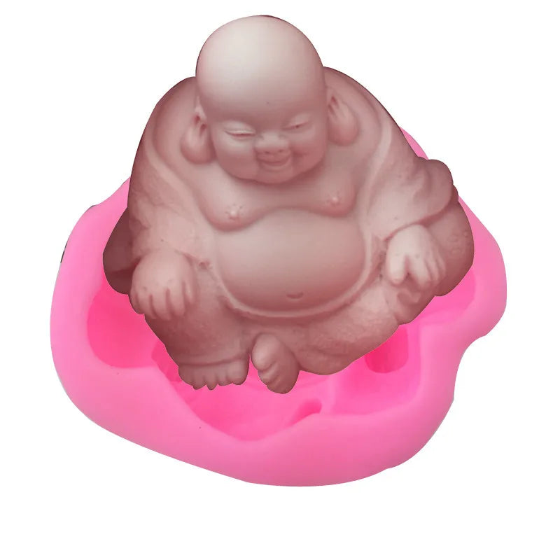 Large Super Large Buddha Shape Maitreya Food Grade Silicone Fondant Soap Bar Soap Candle Mold 400g Pink Eco-Friendly YLX Brand