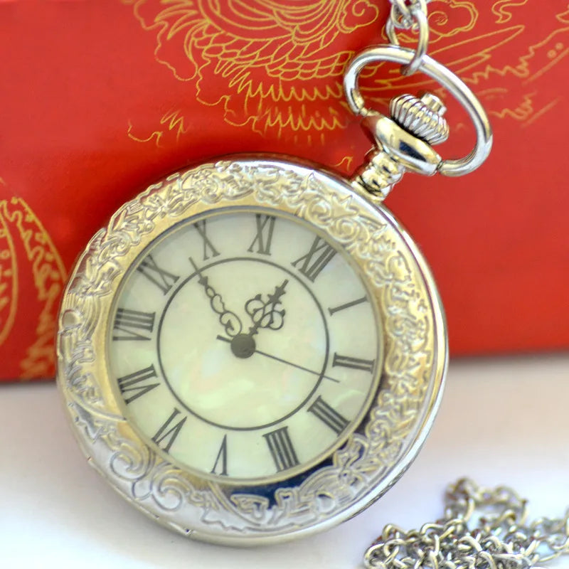 Big Size Dual Display Clamshell Rome Retro Hollow Imitation Mechanical Unisex Men Women Pocket Watch Quartz Steampunk