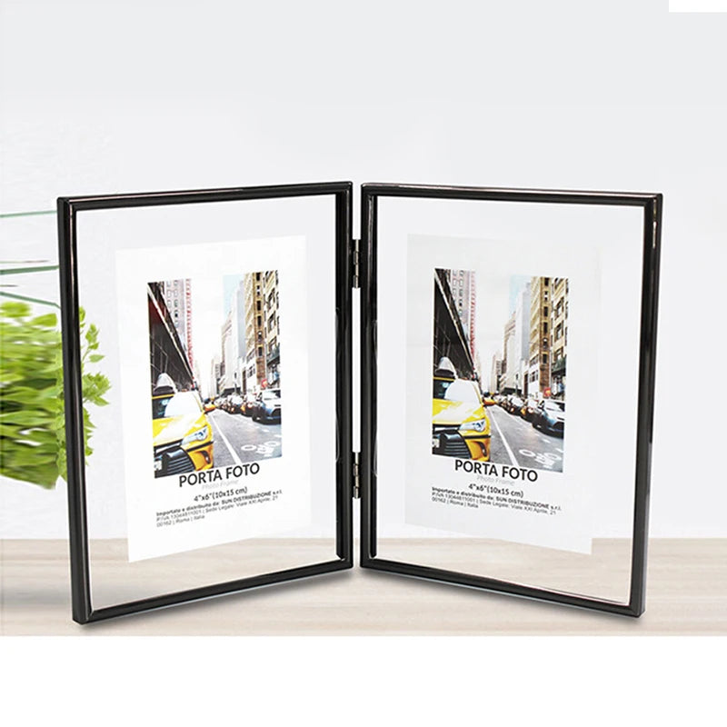 Aibo Folding Double Sided Lightweight Durable Eco-Friendly Metal Electroplated Retro Style Multi-Color UV Printing Photo Frame
