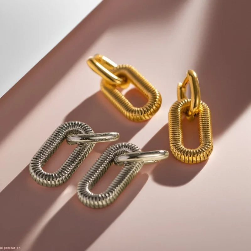 New and Fashionable Exaggerated 18K Gold-plated Stainless Steel Earrings From Europe and America a Trendy Accessory