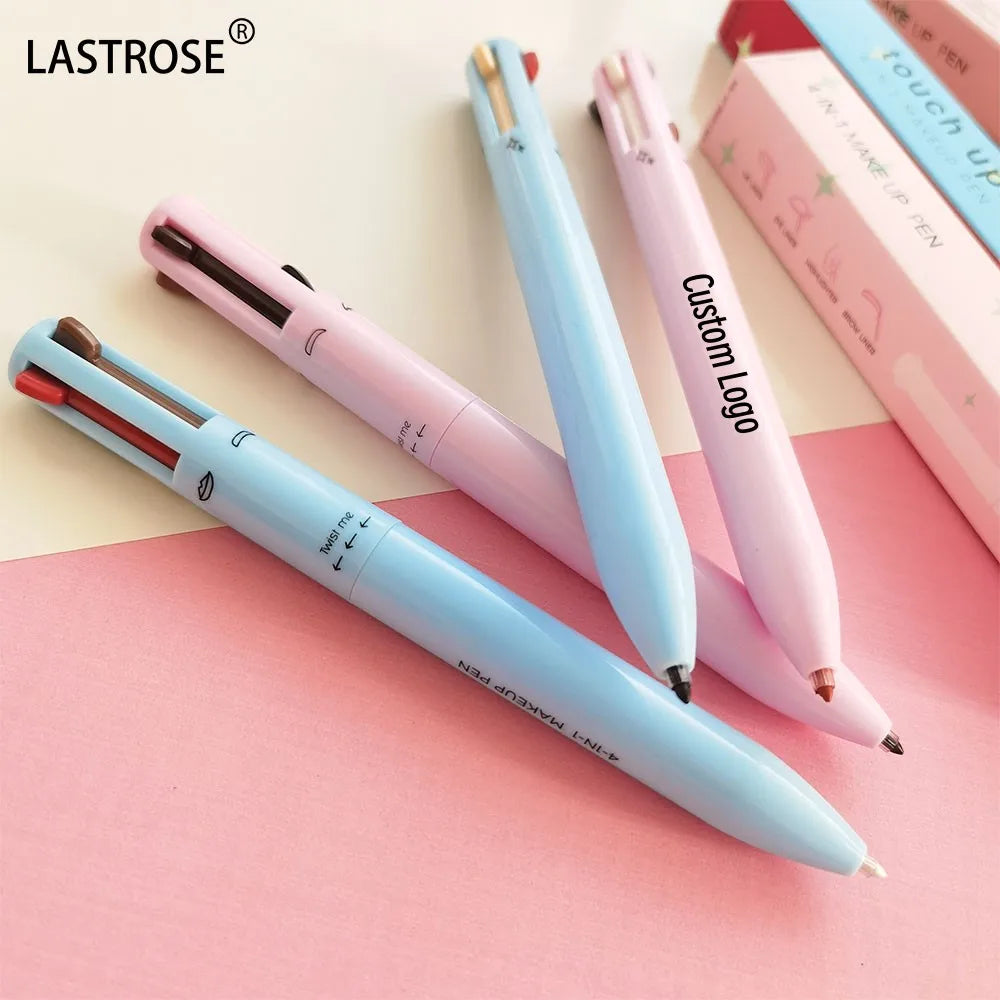 4-in-1 Makeup Multicolor Eyebrow Pencil Eyeliner Highlight Lip Liner Cosmetic Pen Private Label Pink/Blue Pencil