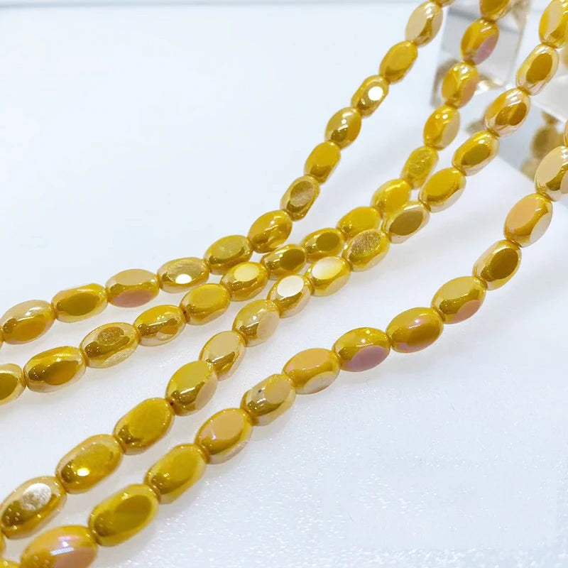New Design 6*9mm Rice Crystal Beads Diy Bracelet Necklace Earrings Material Colorful 4 Faceted Glass Beads for Jewelry Making