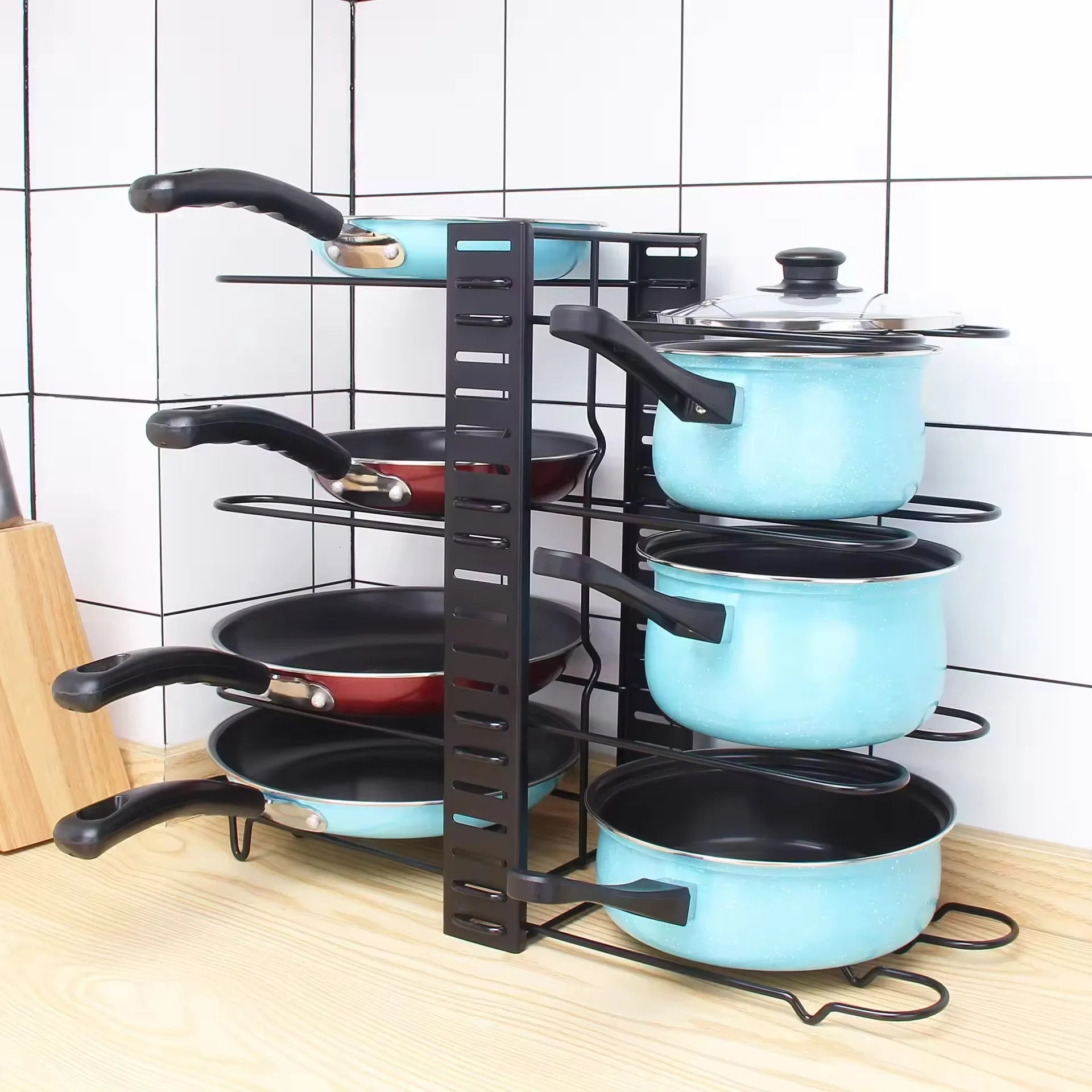 Multi-layer Adjustable Pot Cover Storage Rack Kitchen  Storage Holders Pan Lid Rack Kitchen Countertop  Storage Rack