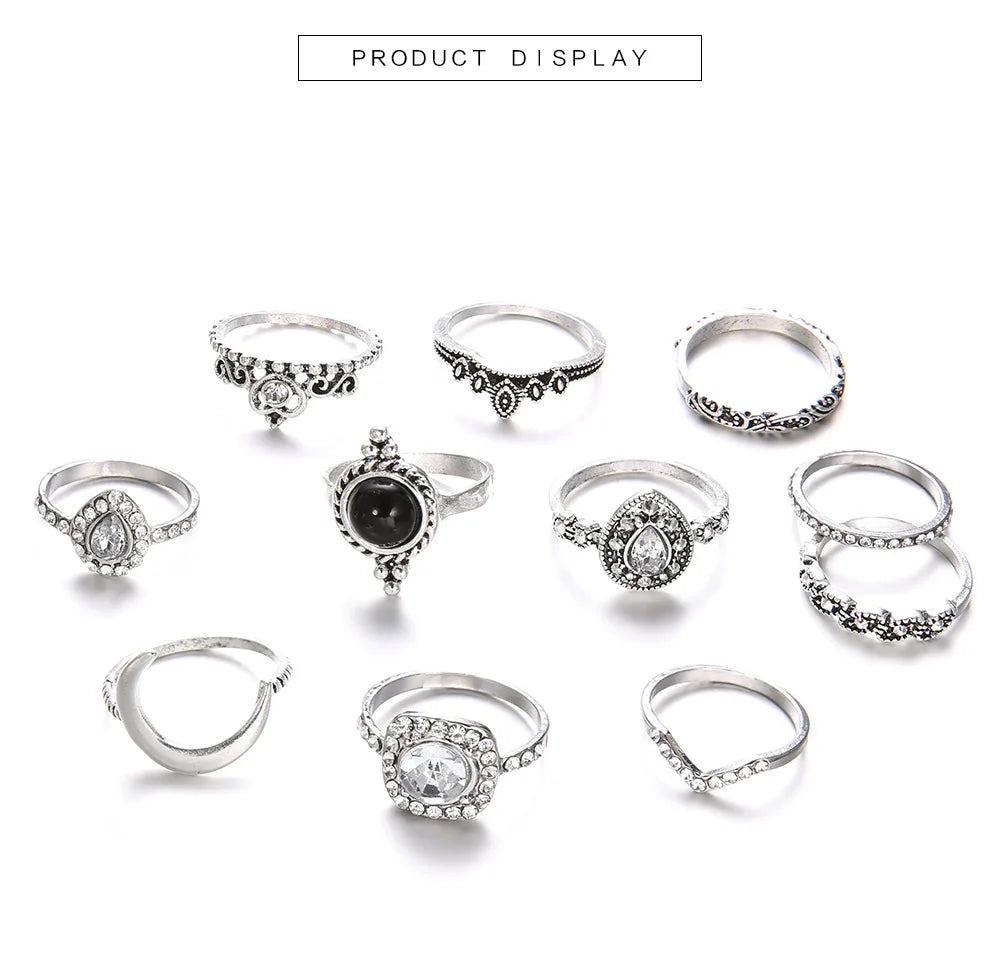 2024 Silver Knuckle Rings Set for Women 11 Pcs Trendy Simple Midi Rings Gold Plated Statement Stackable Rings Pack